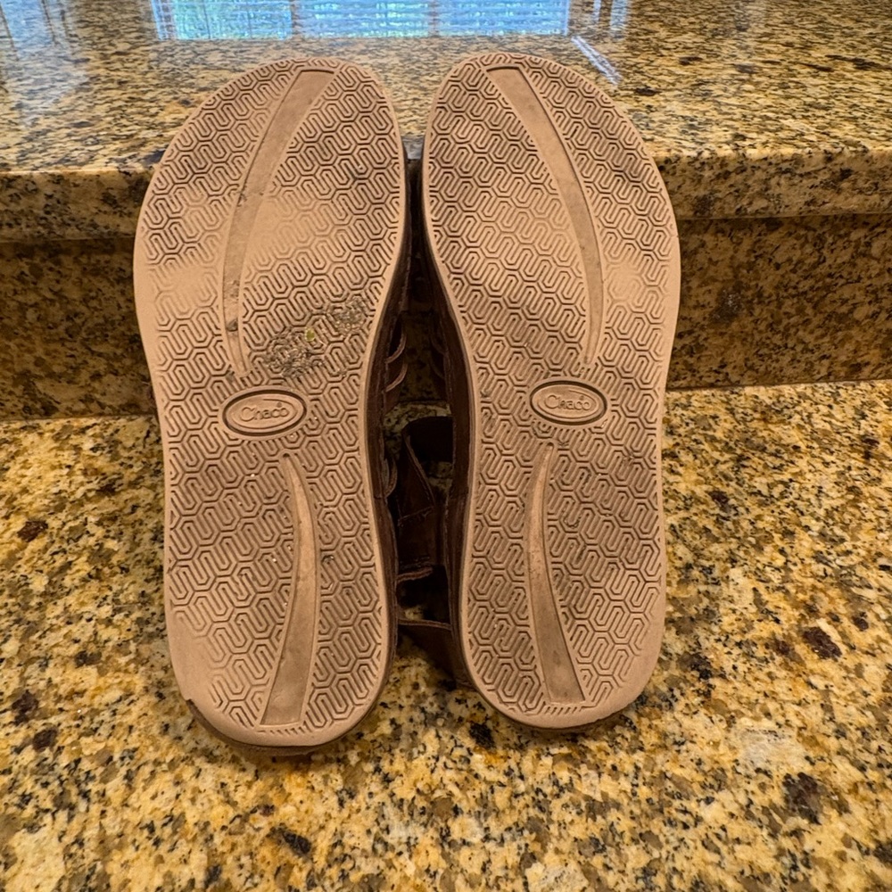 Chaco Fallon Pinecone Brown Leather Sandals Ankle Strap Podiatrist Approved 7 - Picture 9 of 10
